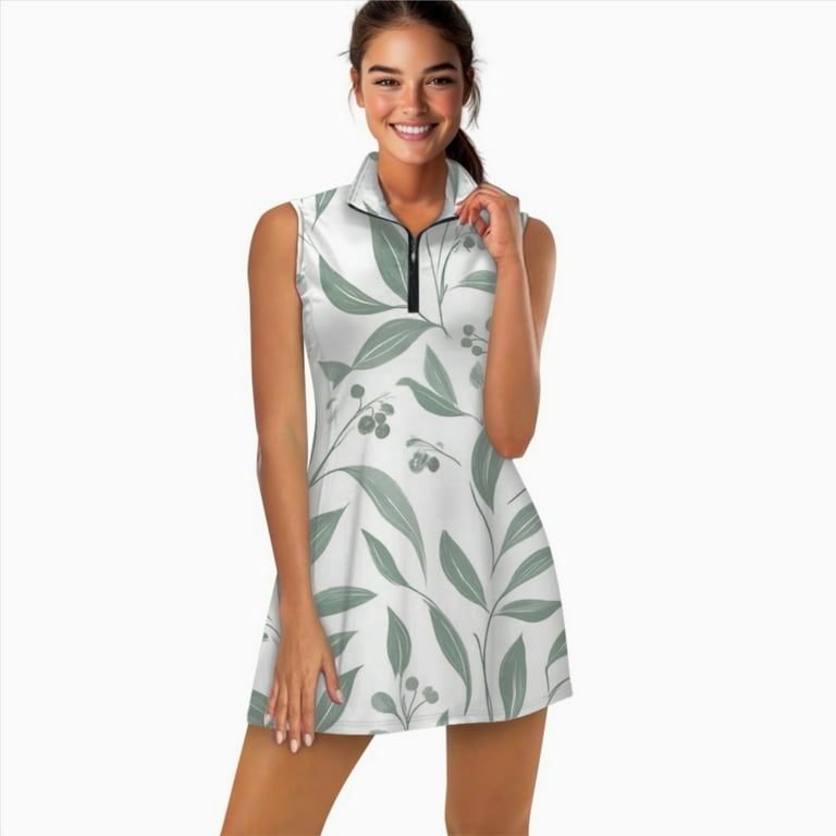 green emerald velvet dress YO-GAYA Women's Tennis Dress – Jungle Green – Built-in Shorts – Racerback  Fit main image 1