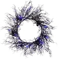 thumbnail image 2 of Halloween Wreath with LED Lights - 18 Inch Black Spider Web Wreath - Battery Operated Purple Glow for Outdoor/Indoor Halloween Decorations, 2 of 7