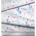 thumbnail image 3 of Soimoi White Rayon Crepe Fabric Cloud & Unicorn Animal Print Fabric by the Yard 46 Inch Wide, 3 of 3