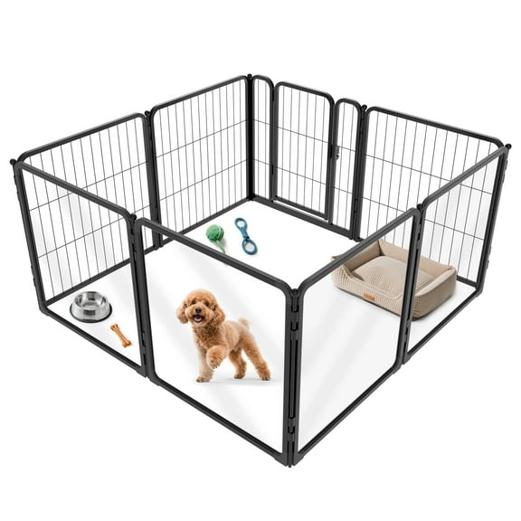 FXW Acrylic & Wire Mesh Indoor Dog Playpen, Heavy Duty 24 Inch 8 Panels Metal Dog Pen for Puppy and Small Dogs, Black│Patented