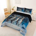 thumbnail image 2 of Castle Fairy Wildlife Deer Full Size Comforter Sets 3-Piece,Winter Dark Woodland Bedding Comforter Set,Blue White Brown,Black Reversible,1 Comforter and 2 Pillowcases, 2 of 6