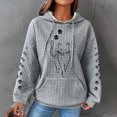 thumbnail image 2 of Womens Hooded Sweatshirt Pullover Cat Hoodies with Front Pocket Sweatshirts Tops Waffle Knitted Sweatshirts Loose Casual Long Sleeve Tops Hooded Blouse Shirts, 2 of 4
