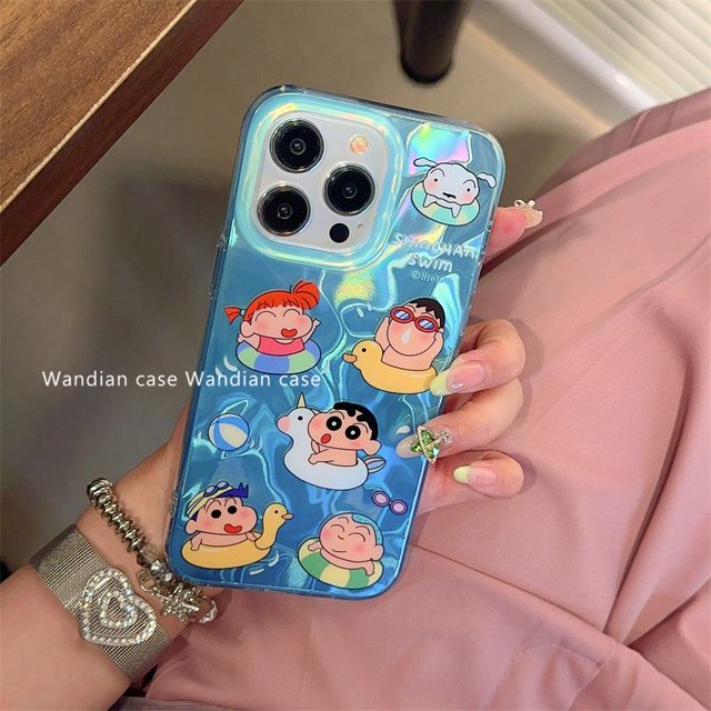 Funda de teléfono Kawaii Crayon Shin-Chan Iphone 15/14/13/12 Pro Max, funda protectora de teléfono de Anime, carcasa suave anticaída, accesorios de regalo