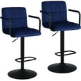 thumbnail image 3 of Duhome Elegant Lifestyle Velvet Bar Stools with Back Set of 2, Adjustable Barstools with Arms Modern Counter Stools Kitchen Bar Chairs Dark Blue, 3 of 7