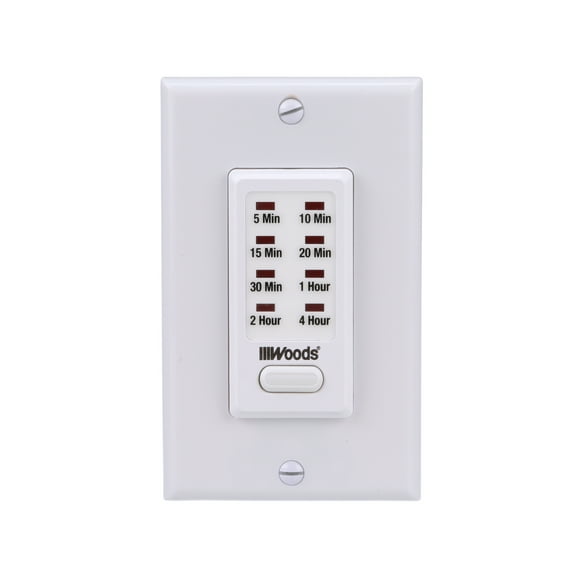 Woods 59724WD White In-Wall Hardwired 4-Hour Countdown Timer
