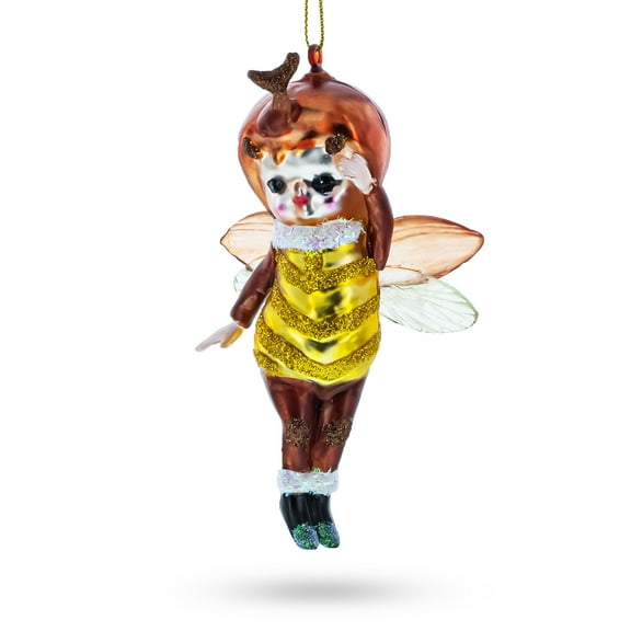 Adorable Little Bee Glass Christmas Ornament