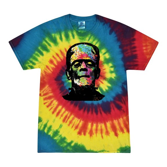 Wild Bobby, Colorful Technicolor Rainbow Frankenstein Face, Pop Culture, Tie-Dye Tees, Reactive Rainbow, Large