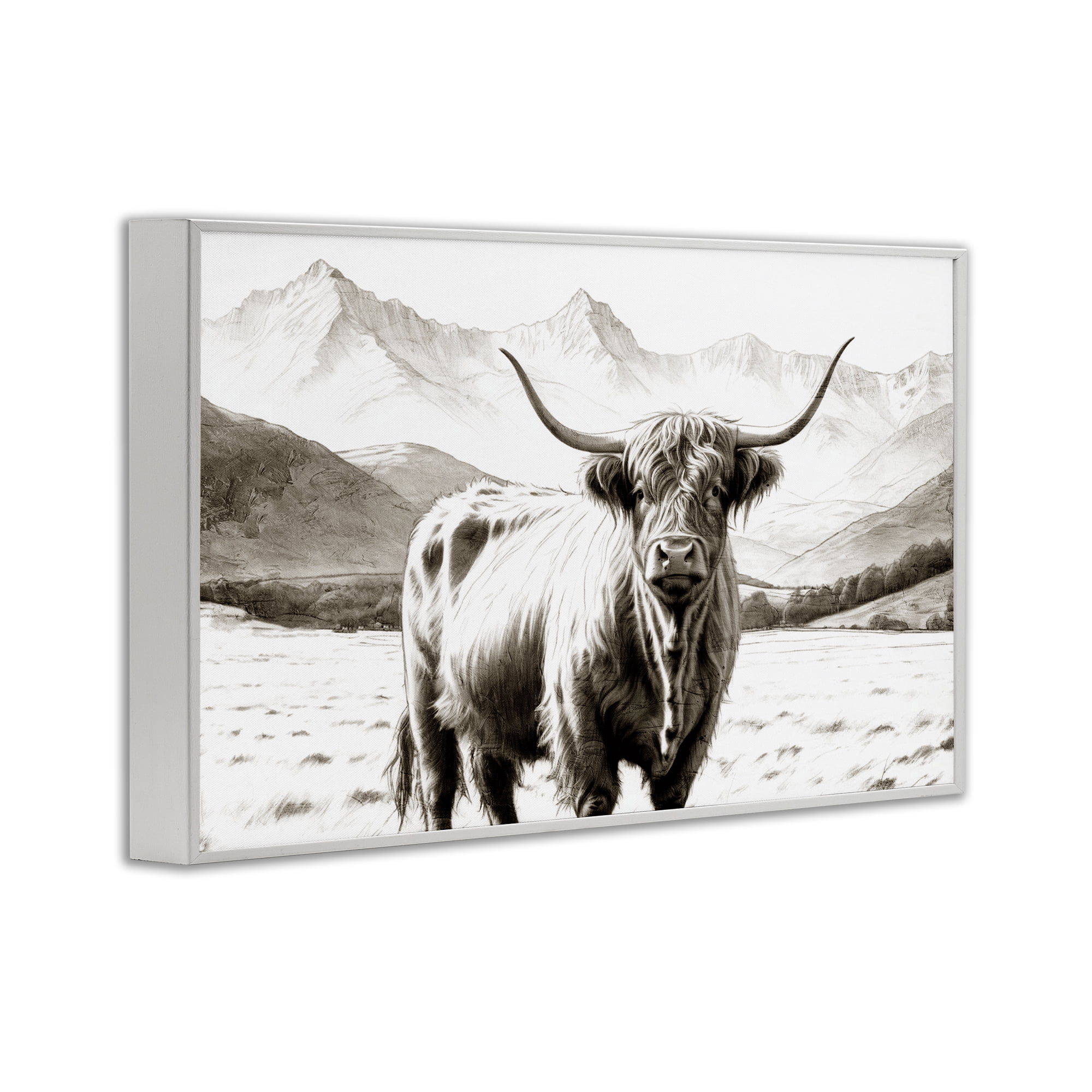 Stupell Industries Highland Sepia Sketch White Framed Giclee Art, design by Kim Allen