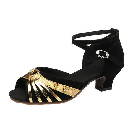 

Jungdeepe Summer Women s Large Latin Dance Shoes Square Dance Thick Heel Low Heel Sandals