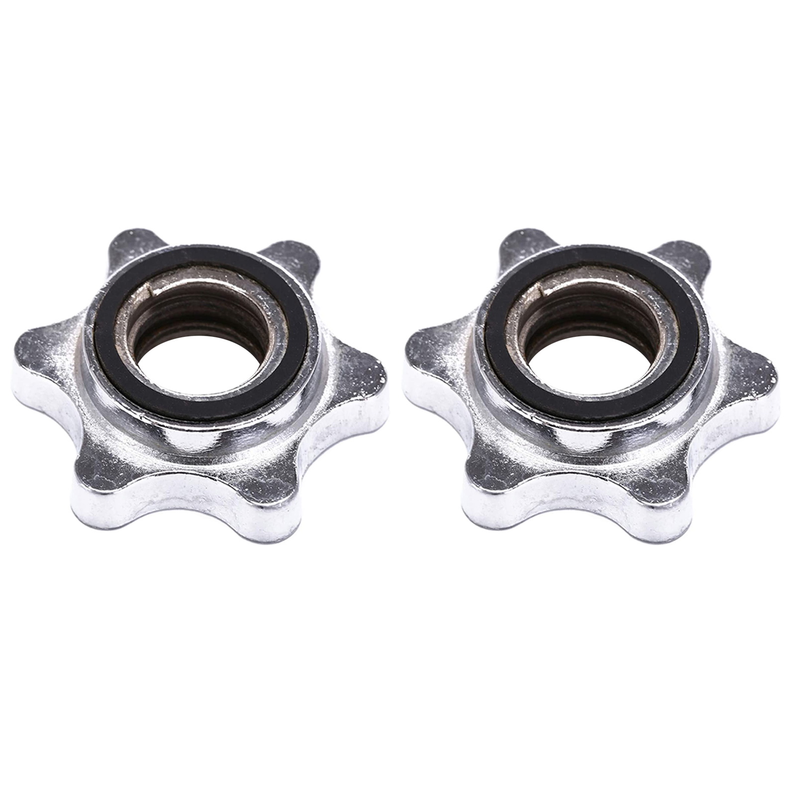 VIEGINE 2Pcs 25mm Barbell Spinlock Collars, Hex Nut AntiSlip Barbell SpinLock Collars Screw