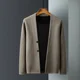 thumbnail image 4 of Ropa para hombre Suéter de punto negro con cuello en V Cárdigan liso para hombre Color sólido Talla grande Overfit Casual Estética antigua Meme Street X, 4 of 4