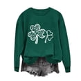 thumbnail image 2 of Herrnalise Women's St. Patrick's Day Clover Printed Tops Irish Shamrock Sweatshirt Long Sleeve Slouchy Pullover Tops Gear up for greatness for less, 2 of 4