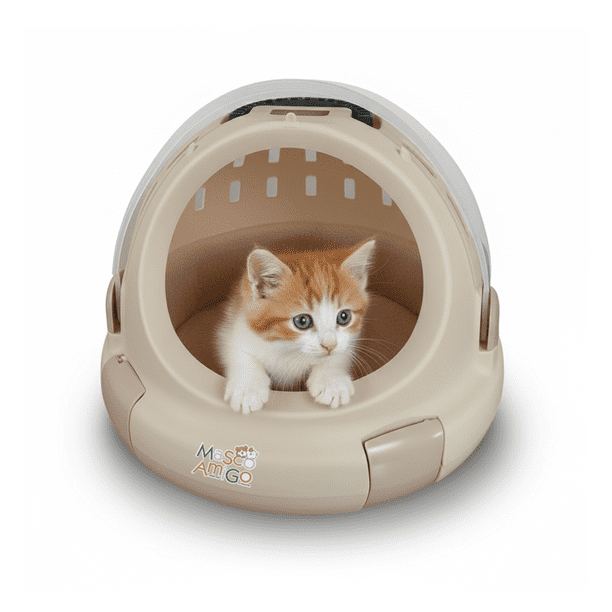 Jaula Transportadora para Gatos y Perros con Cama MascoAmigo ideal para Viajes / Aerolinea Portátil 43 cm (Beige)l