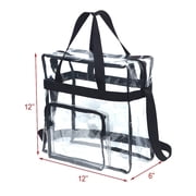 Wallfire 12 Clear PVC Messenger Bag Heavy Duty See Through Tote NFL AAF Stadium Approved Handbag Transparent Pouch Hand Bags Top Handle & Adjustable Shoulder Strap Black