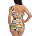 thumbnail image 5 of Sikiie Animal Truck Print Women One Piece Swimsuits Tummy Control One Shoulder Bathing Suits Ruffle Swimwear, From S to XXL-Large, 5 of 6