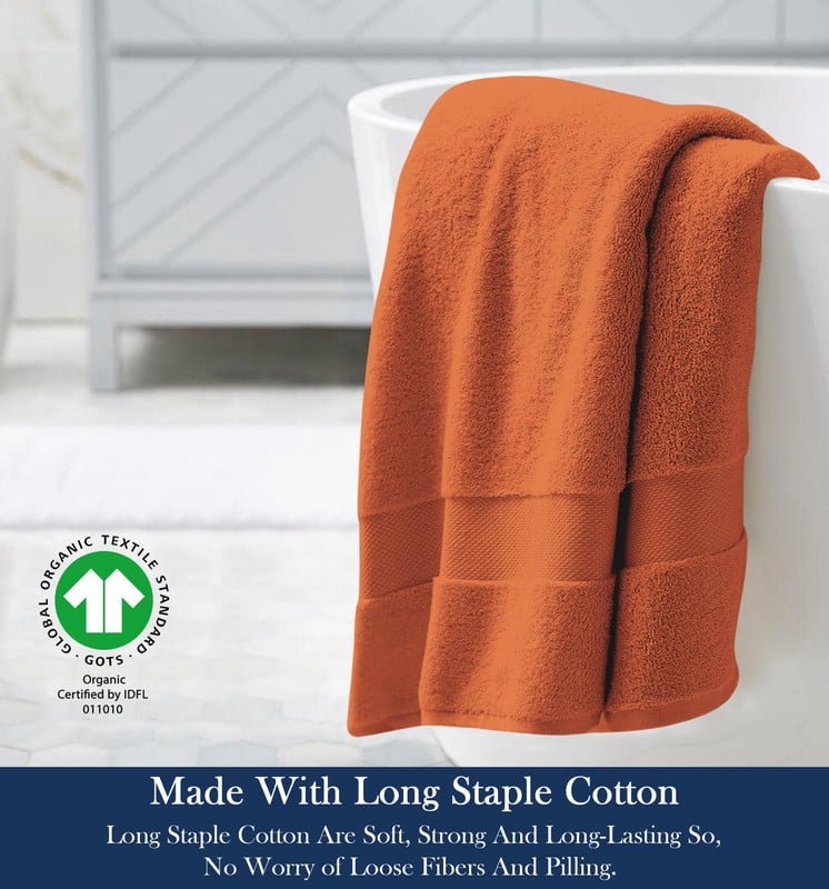 Delara Organic Cotton Bath Sheet 36"x70" 650 GSM Plush Soft Absorbent Quick-Dry Towel, GOTS & OEKO-TEX Certified, Burnt Caramel