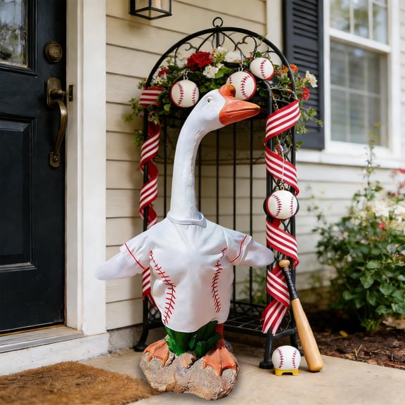 Staron 23 Inch Goose Costume, Sports Theme Goose Outfit for Porch Lawn Decor, Basketball Football Goose Clothing for Outdoor Garden Patio Decoration, White