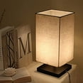 thumbnail image 5 of FSLiving Bedside Lamp with Timer Plug in Desk Lamp for Bedroom Wood Decor Nightstand Lamp with Square Flaxen Fabric Shade for Living Room,Dorm,Home Office - Bulb Not Included - 1 Pack, 5 of 7