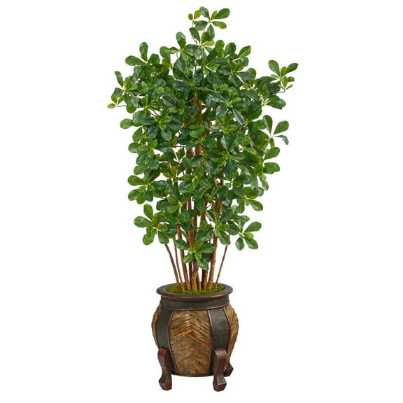Nearly Natural 4.5' Black Olive Artificial Tree in Decorative Planter