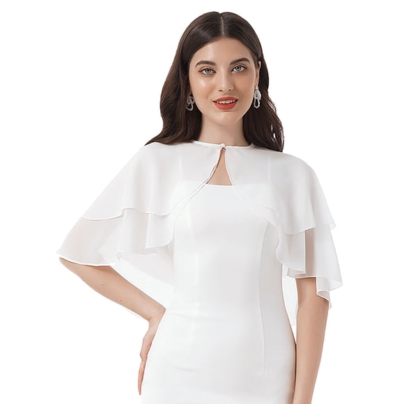 Alvivi Womens Soft Chiffon Shawl Wraps Shrug for Evening Dress Wedding Cape Bolero Flapper Cover Up White One Size