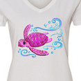thumbnail image 4 of Inktastic Cute Pink Sea Turtle Women's V-Neck T-Shirt, 4 of 5