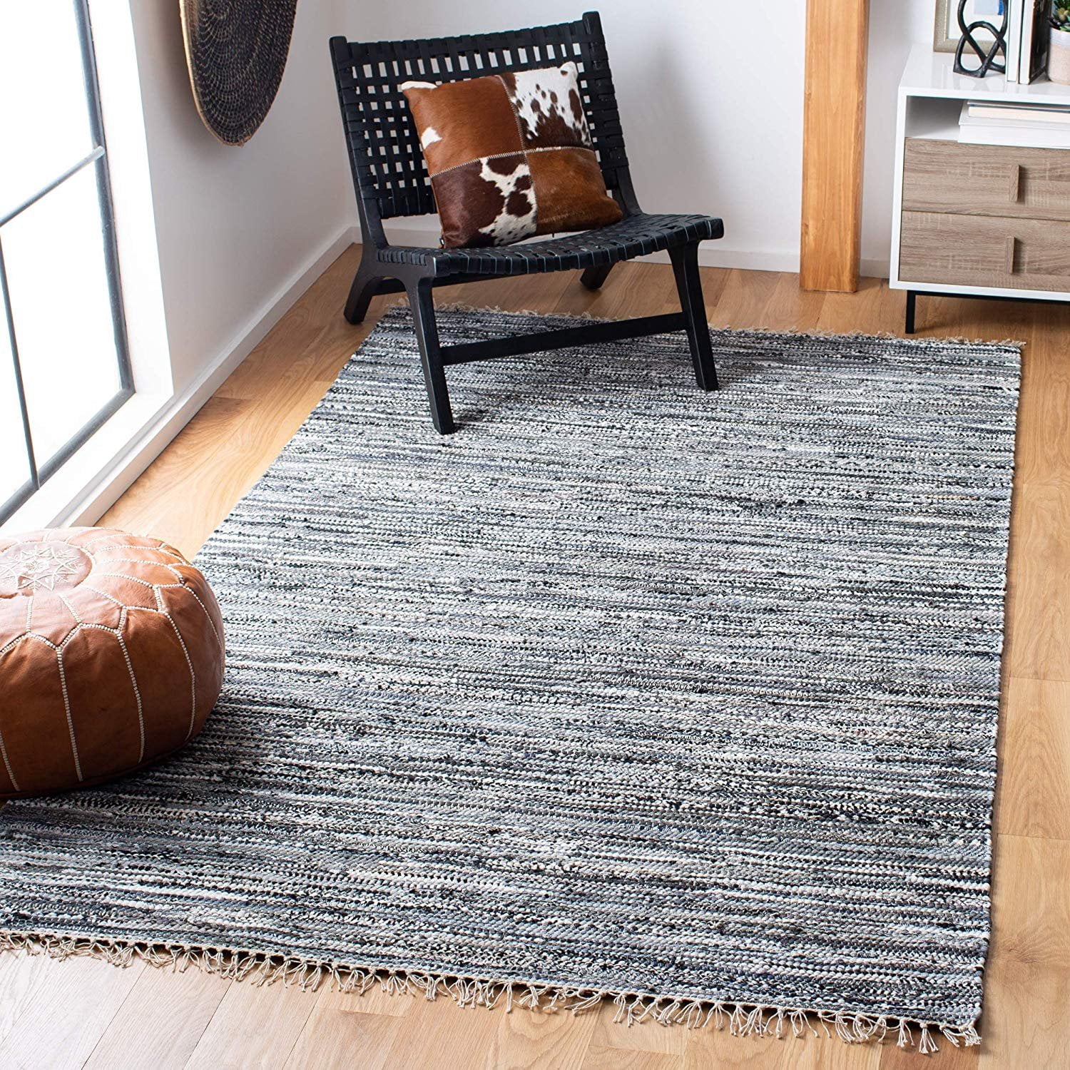 Safavieh Rag Rug Collection Rar128a Hand Woven Grey Cotton Area Rug 8 X 10 Walmart Com
