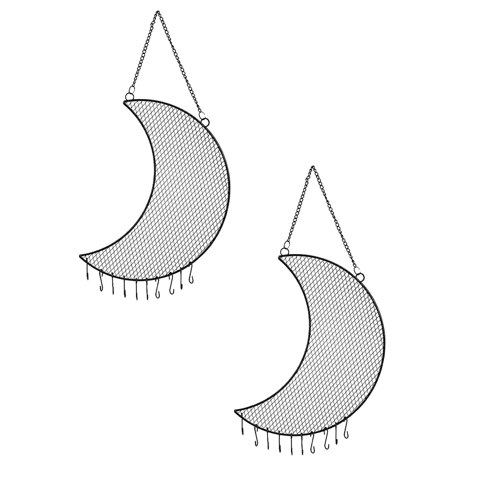 1Pc Earring Wall Holder Hanging Jewelry Storage Organizer, Metal Grid Star And Moon Shape Jewelry Rack, Gift for Ladies And Girls