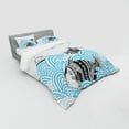 thumbnail image 2 of Ambesonne Fish Bedding Set 4 Pcs, Sketch Boat and Animals, Queen, Blue Black and White, 2 of 2