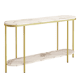 thumbnail image 5 of GZXS 2-Tier Console Table, 42.1" Oval Entryway Table with Open Shelf, Behind Couch Table with Faux Marble Top and Metal Frame for Living Room, Hallway, Easy Assembly, Gold, 5 of 6