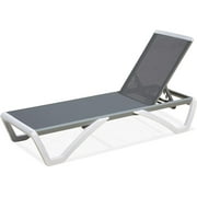 Domi Outdoor Living Chaise Lounge Chair Aluminum Adjustable Pool Lounge Chair,With All-Weather Textilene for Deck, Lawn, Backyard (1 Grey Chair)