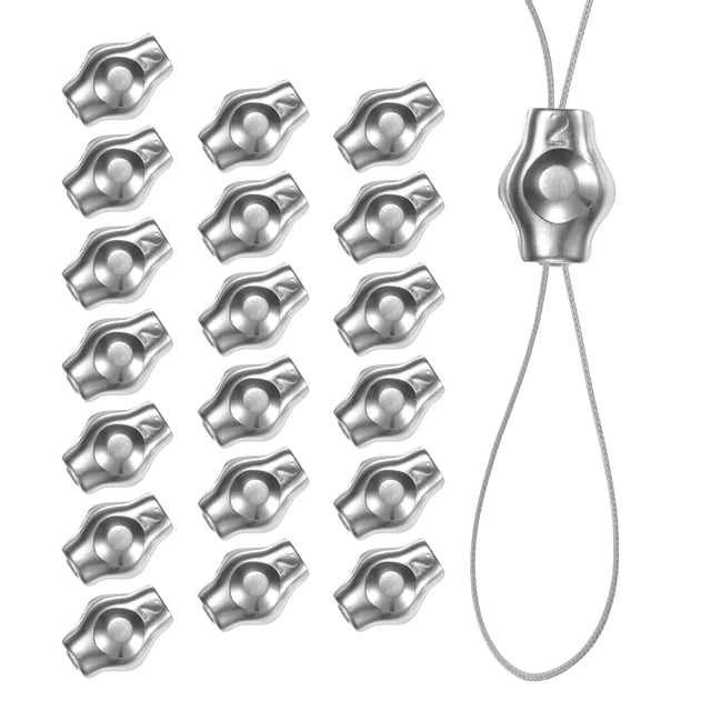 Uxcell 20-Pack M4 Clips de Cuerda de Alambre Doble Tornillo Abrazaderas de Cable de Acero Inoxidable para Diámetro de 1/8 Pulgada