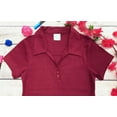 thumbnail image 2 of unik Girl's Uniform Triple Button Collar Shirt Short Sleeve, Burgundy Size 5, 2 of 4