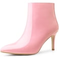 thumbnail image 1 of Botas Del Tobillo Tacón De Aguja De Punta Estrecha Allegra K Rosa 38, 1 of 6