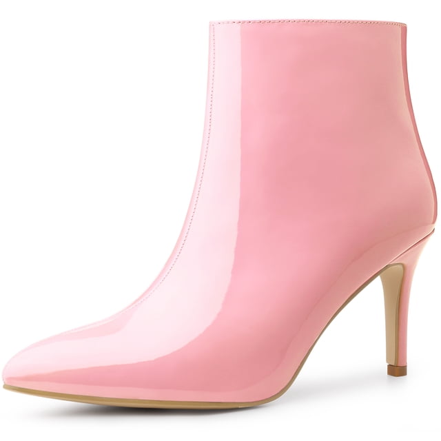 Botas Del Tobillo Tacón De Aguja De Punta Estrecha Allegra K Rosa 38