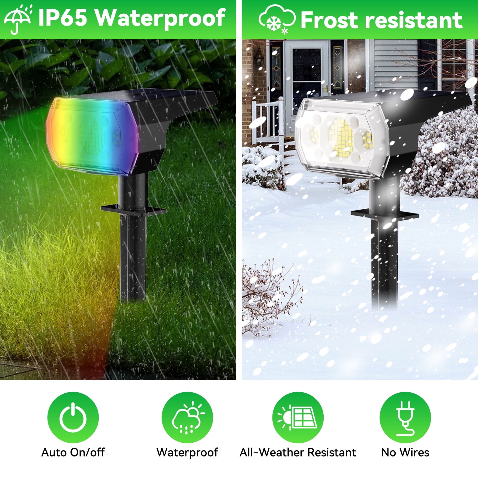 DAYBETTER Outdoor Solar Lights, 7 Modes/6 Color Changing Multicolor Spotlights for Yard Garden Decor