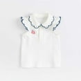 thumbnail image 2 of Krdevn Toddler Girls' Summer Polo Top, Scalloped Collar with Ruffle Sleeves, Cute Korean Style Cotton Blouse,110, 2 of 5