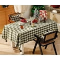 thumbnail image 4 of Fennco Styles Plaid Woven 100% Cotton Tablecloth with Pom Pom 56" W X 72" L - Green Table Cover for Winter Holiday Décor, Banquet, Family Gathering and Special Occasion, 4 of 6