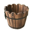 thumbnail image 4 of Rustic Succulent Planter Wavy Edge Wooden Barrel Empty Flower Pot Garden Decor, 4 of 8