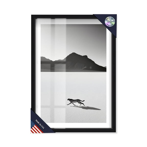 Landscape Cheetah Run Shadowbox Print Animal Art Prints by Notoriart, Black Frame, 11 x 16