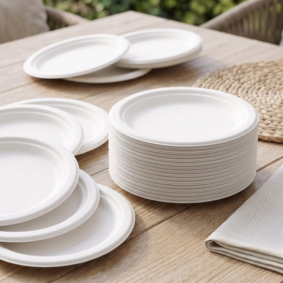 20PCS Disposable Paper Dessert Plates, Thick Round Cake Snack Tableware for Outdoor Picnics, Birthday Wedding Party Dinner Decorations, Topliu