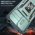 thumbnail image 5 of Rugged Case for Motorola Moto G Play 4G 2024, Sliding Lens Camera Cover Protection Ring Stand Compatible with Magnetic Car Mount Military Grade Shockproof Hybrid Case for Moto G Play 4G 2024,Darkgreen, 5 of 7