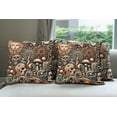thumbnail image 2 of Ambesonne Boho Esoteric Throw Pillow Cover Pack of 4, Hidden Woodland Skull, 4 Pcs-26" x 26", Cream Paprika Cadet Blue, 2 of 5