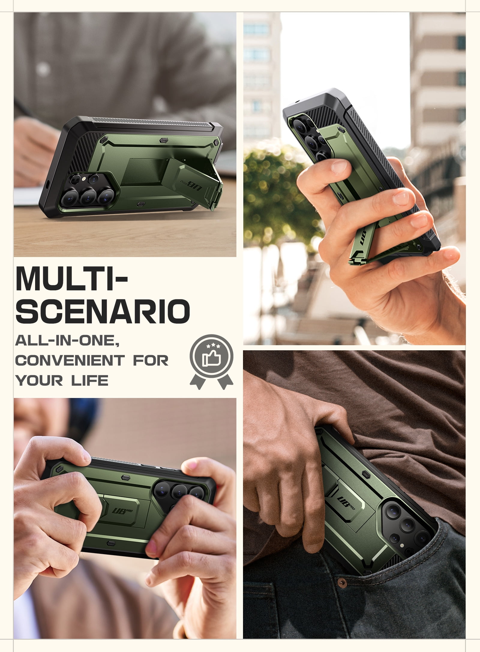 SUPCASE for Samsung Galaxy S25 Ultra Case with Stand, [Unicorn Beetle Pro] [2 Front Frames] [Built-in Screen Protector & Belt-Clip] Military-Grade Protection Phone Case for Galaxy S25 Ultra, Guldan