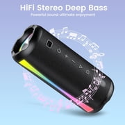 Portable Bluetooth Speaker, Bluetooth 5.4 Wireless Speaker, IPX7 Waterproof, 30W Loud Deep Bass with 20H Palytime, 7 Color RGB Lights, TWS Pairing for Home/Party/Outdoor, Gift
