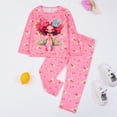 thumbnail image 2 of ZHOGXU Kids Boys And Girls Pajama Set Glow In The Dark Long Sleeve Tops And Pants Cartoon Printed Sleepwear Casual Daily Wear,Pink,6-7Y, 2 of 3