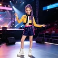 thumbnail image 4 of Popular Singer Costume Girls Halloween Costumes Outfit with Accessories Birthday Party Dress Up Sets Stage Performance Role Play Apparel for Kids, 4 of 6