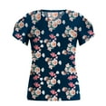 thumbnail image 4 of Elainilye Fashion Women Shirt Summer Sexy Printed Regular V Neck Short Sleeves Top Blouse,Blue, 4 of 5
