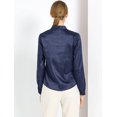 thumbnail image 4 of Allegra K Blusa Puntos Irregular Manga Larga Cuello Del Lazo Trabajo Casual Para Mujer Azul Oscuro XS, 4 of 5
