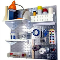 Pegboard Hobby Craft Organizer Storage Kit, Galvanized White - 32 x 32 x 9 in.