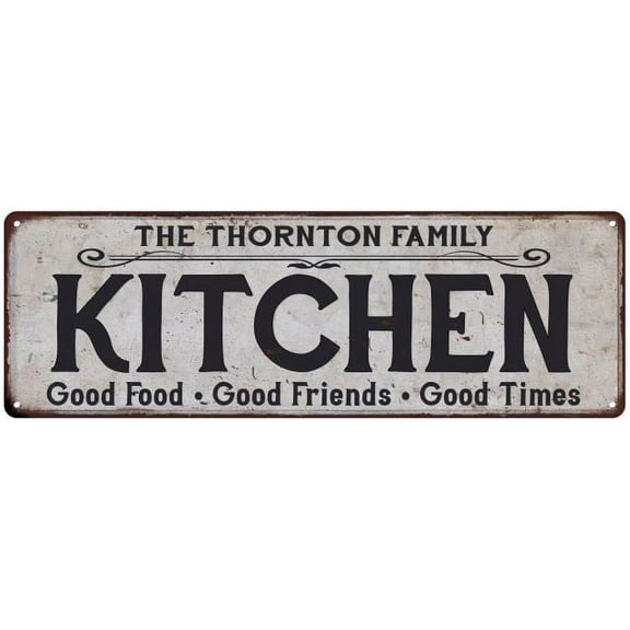 THE THORNTON FAMILY KITCHEN Chic Metal Sign 6x18 106180039348